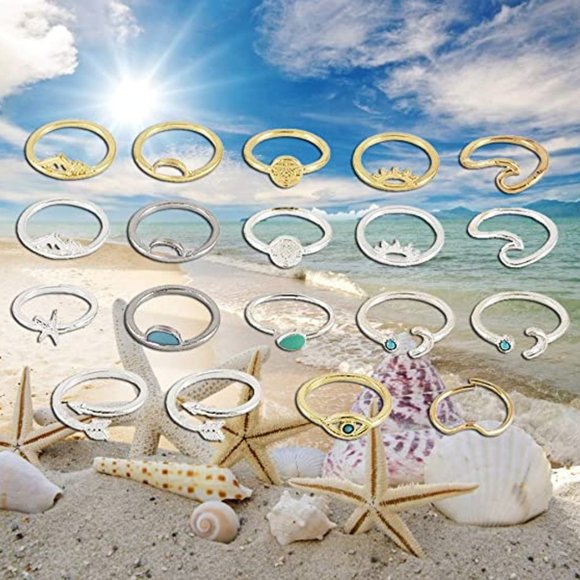 Women Girls Vintage Stackable Midi Finger Rings Set - Picture 2 of 5